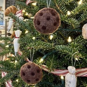 Set of 2 Handmade Felt Chocolate Chip Cookie Ornaments